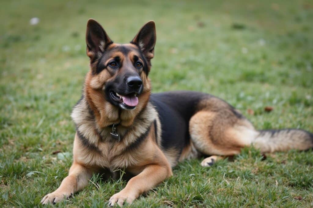 Rottweiler guards the house